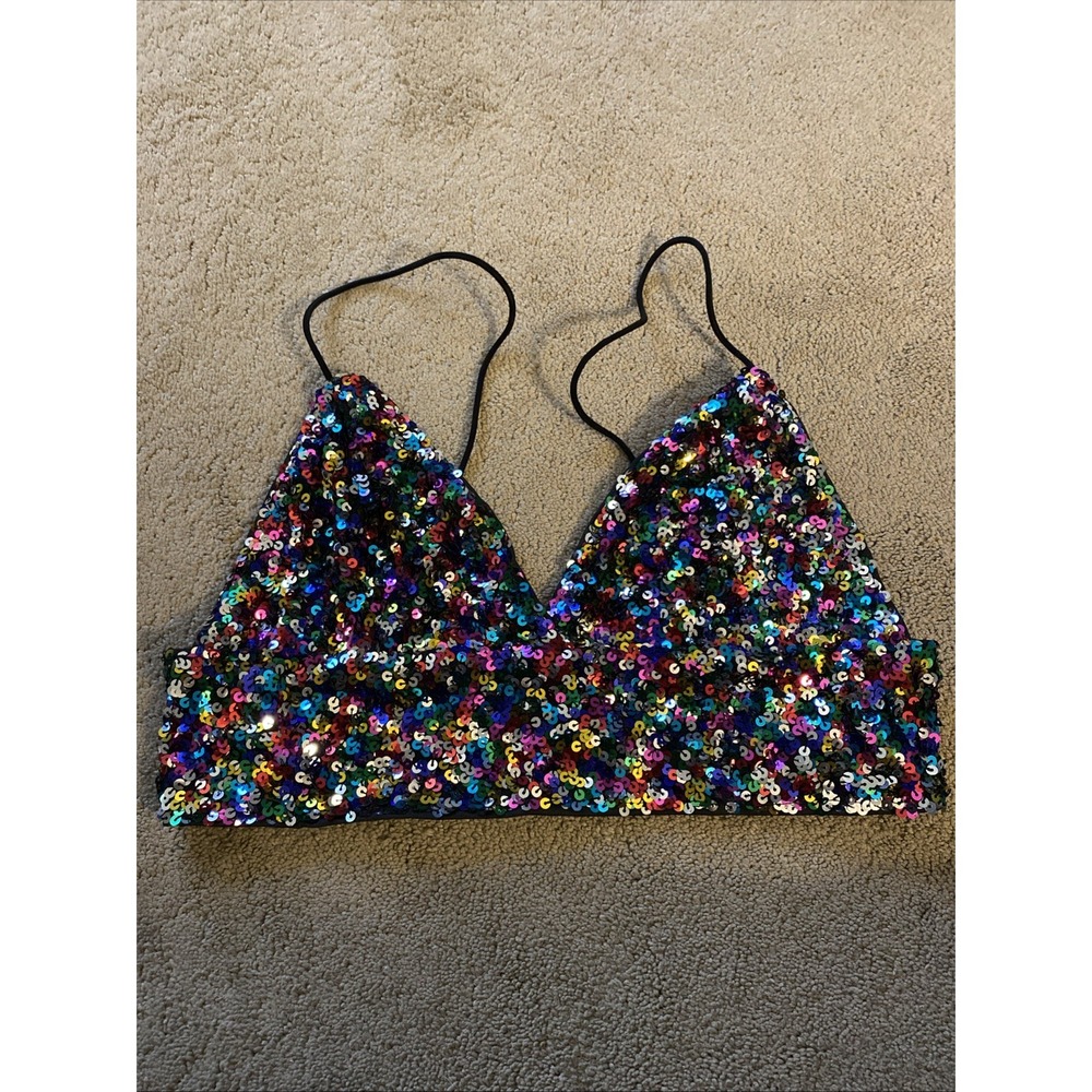***NWT*** SOLY‎ HUX MULTI-COLORED SEQUIN BRALETTE SIZE LARGE